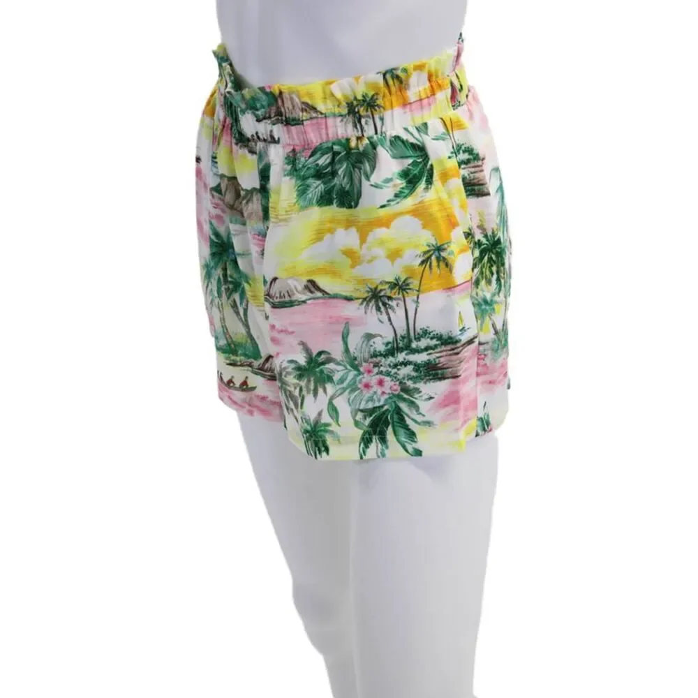BB Dakota x Steve Madden Womens Palm Tree Sunset Shorts White Multi Size XS